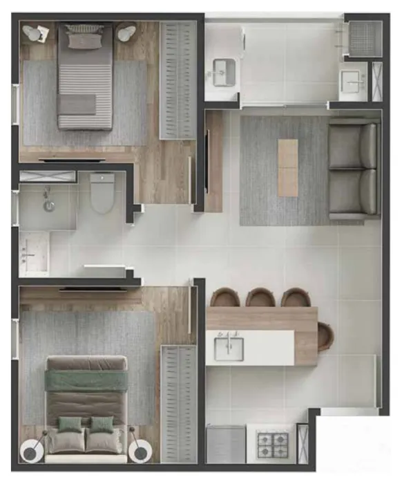 Gran Malltech – Apartamento Tipologia 1 · sem garden