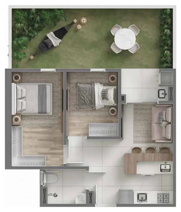 Gran Malltech – Apartamento Tipologia 2 · com garden