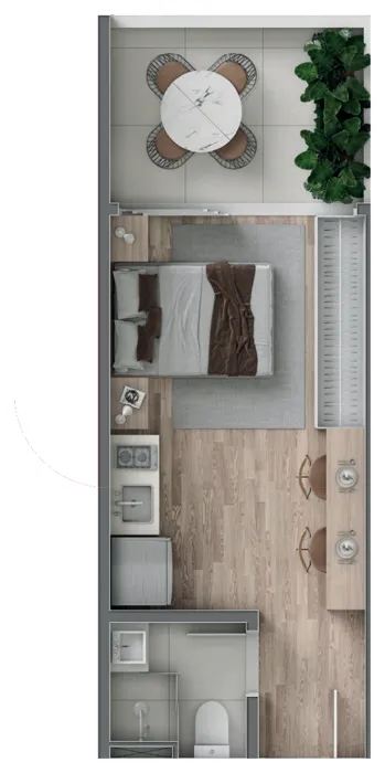 Gran Malltech – Studio Tipologia 2 · com varanda